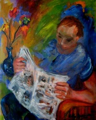 Man Readinga Newspaper