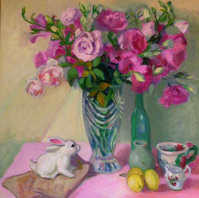 Pink Lisianthusand Bunny