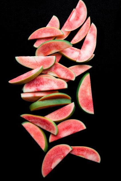 Pink apple slices