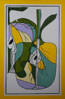 A Slice of Art: Apples with Yellow Border