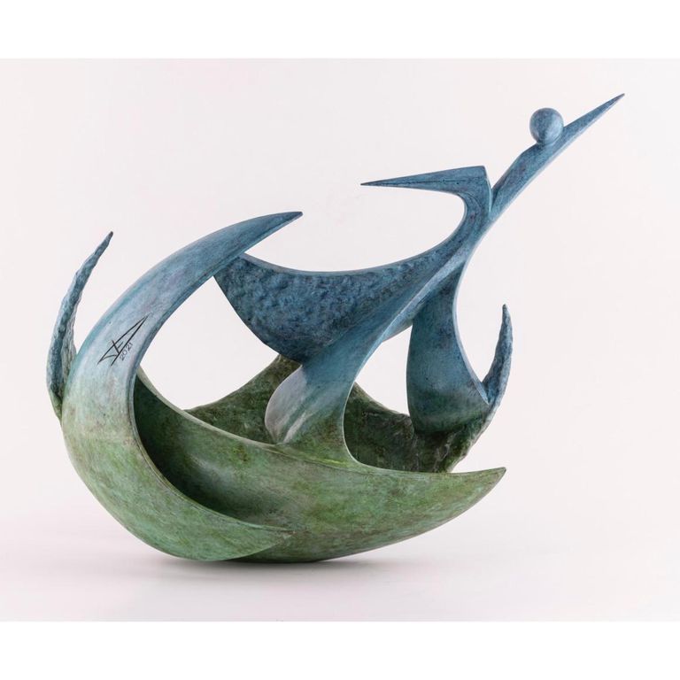 DIANA FERNANDEZ EQUILIBRIUM BRONZE SCULPTURE 31 5 x 41 x 19 cm