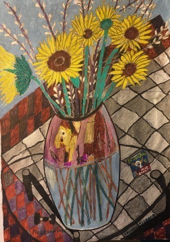 Sunflowers on the Glass Table, #18