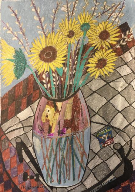 Sunflowersontheglasstable18