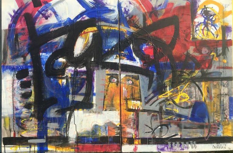 Demoniodel Eden Acrilicosobrecanvasdiptico36x48inch