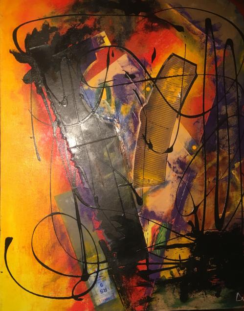 Entreel Diayla Nochelapoesiamixedmediasobrecanvas20x24inch