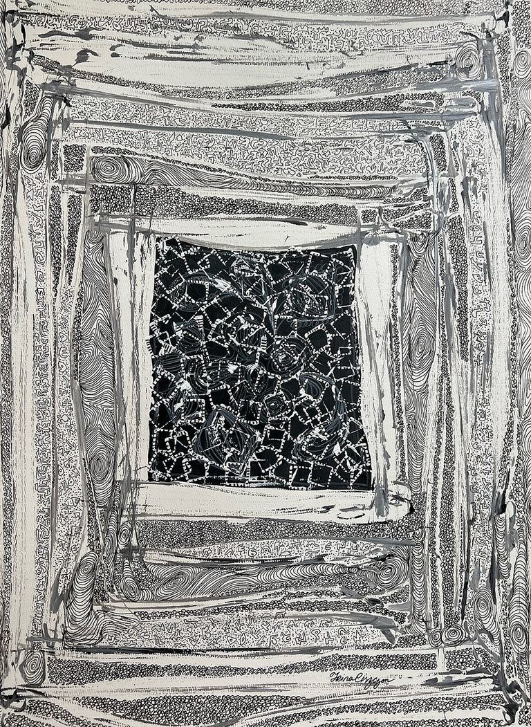 "Window space III", 18 "x 24", acrylic,pigment ink on paper