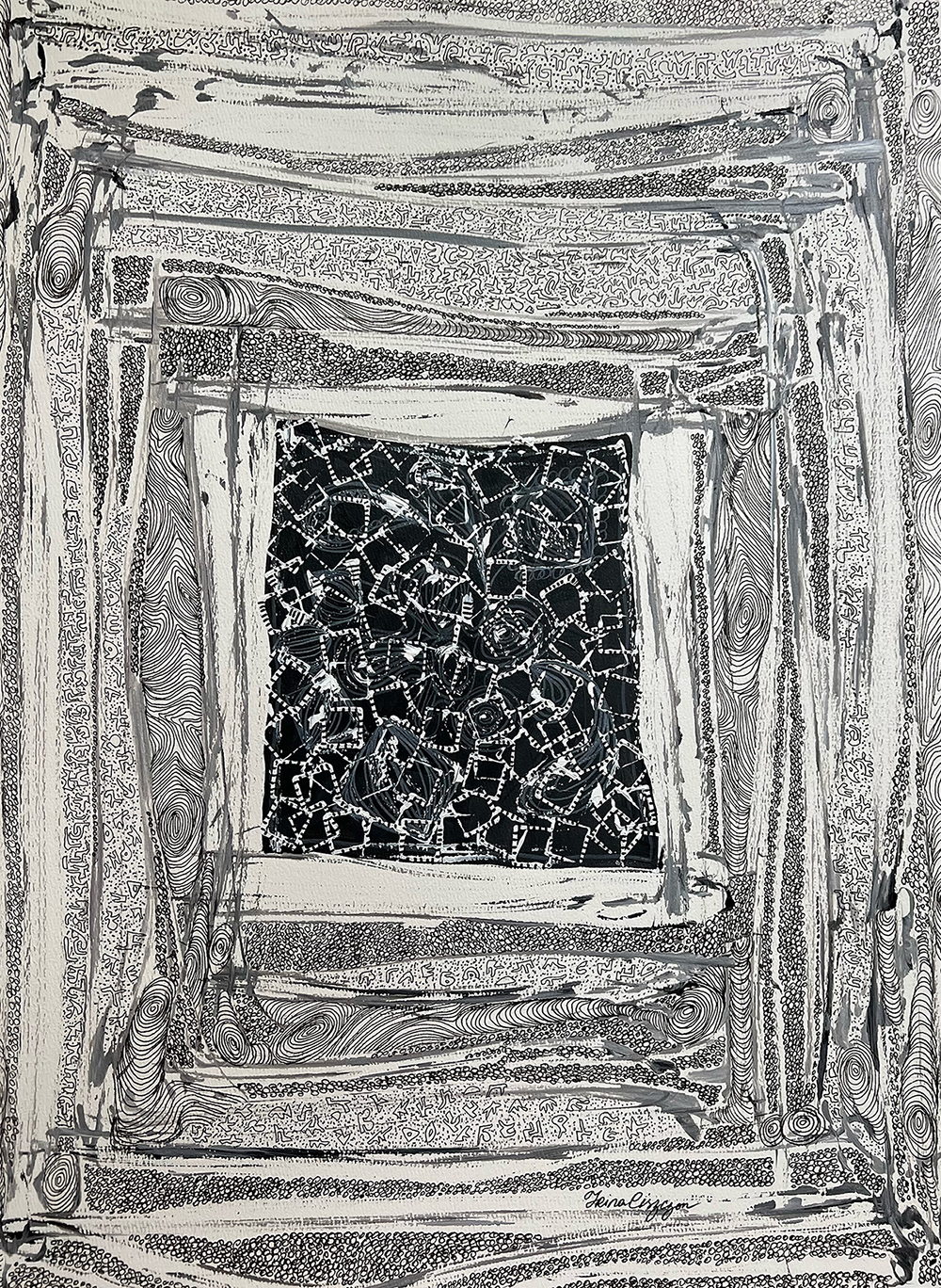 "Window space III", 18 "x 24", acrylic,pigment ink on paper