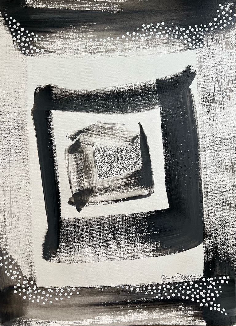 "Window space IV", 18 " x 24", acrylic, pigment ink on paper
