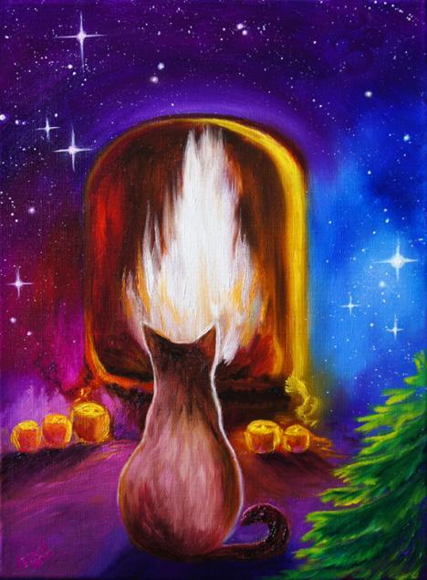 The cat stardust and cosmic fireplace or where the love is