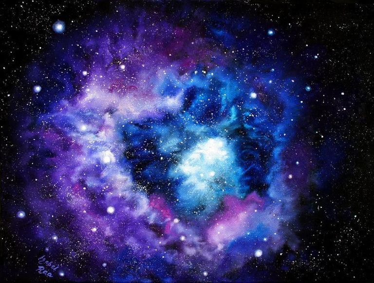 Violetblue heart of the universe