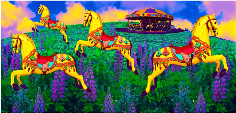 Carousel Horses Running Away