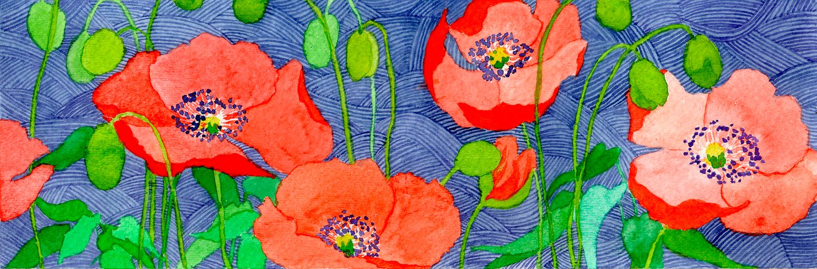 Poppies on Sea Pattern