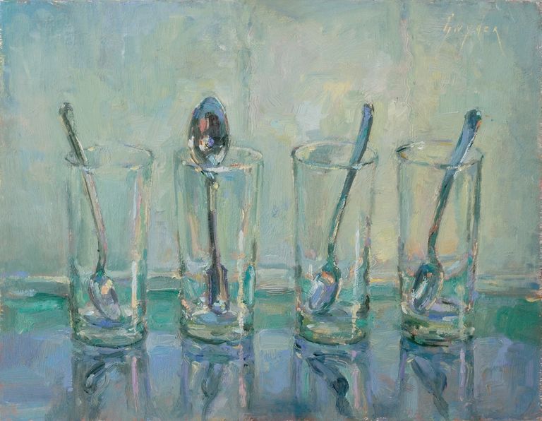Glasses on Blue and Green