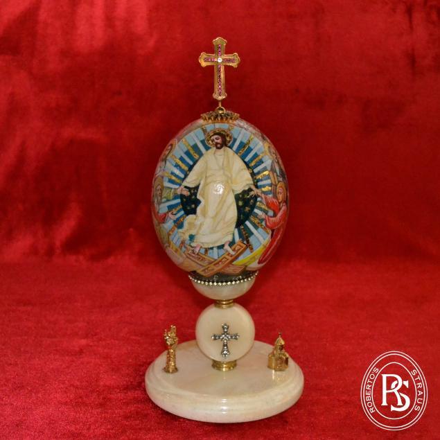 The resurrection of jesus christ made on ostrich eggs