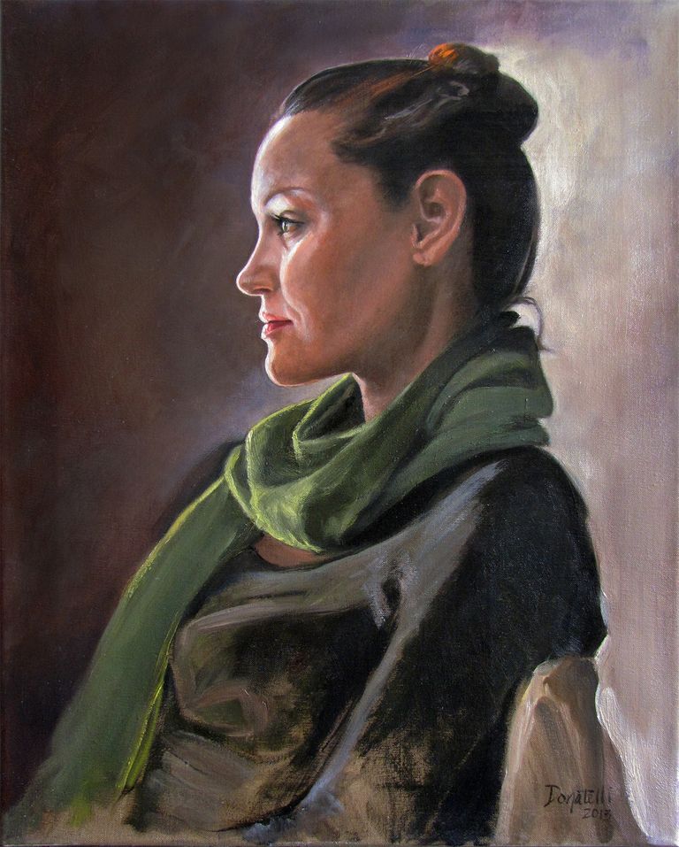 Model with Green Scarf