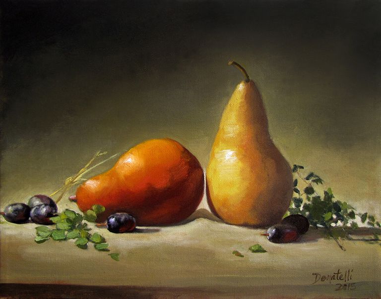 Two Pears, Red and Gold