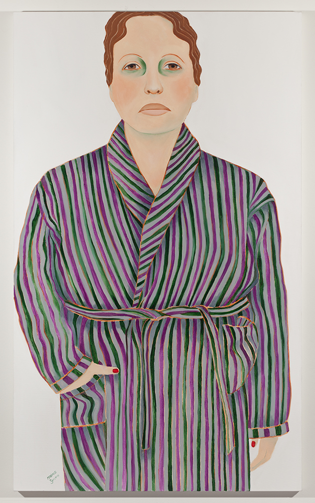 Woman in Striped Robe