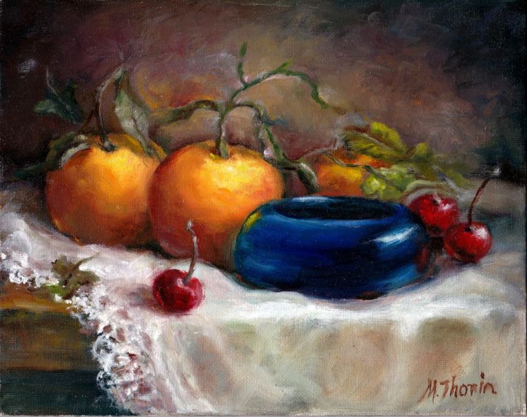 Blue Bowl with Oranges