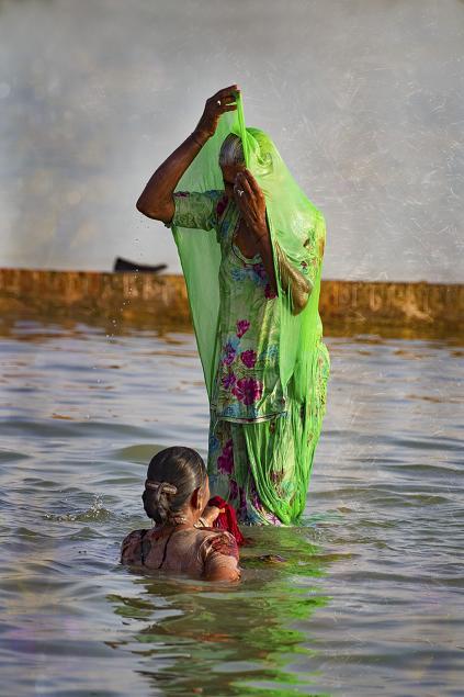 Green sari