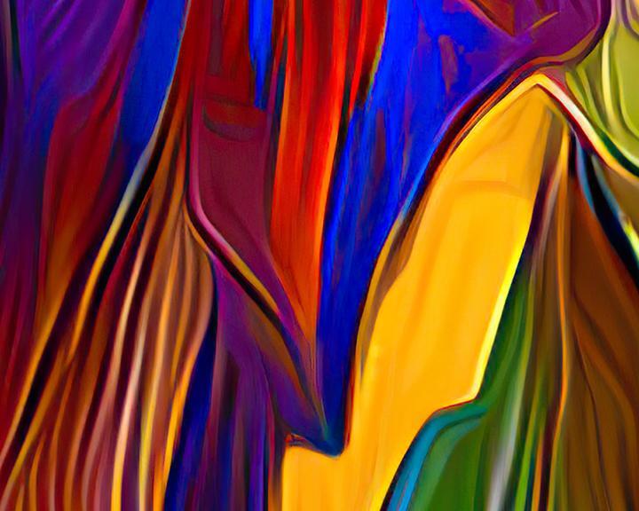 Yellow and blue curtain