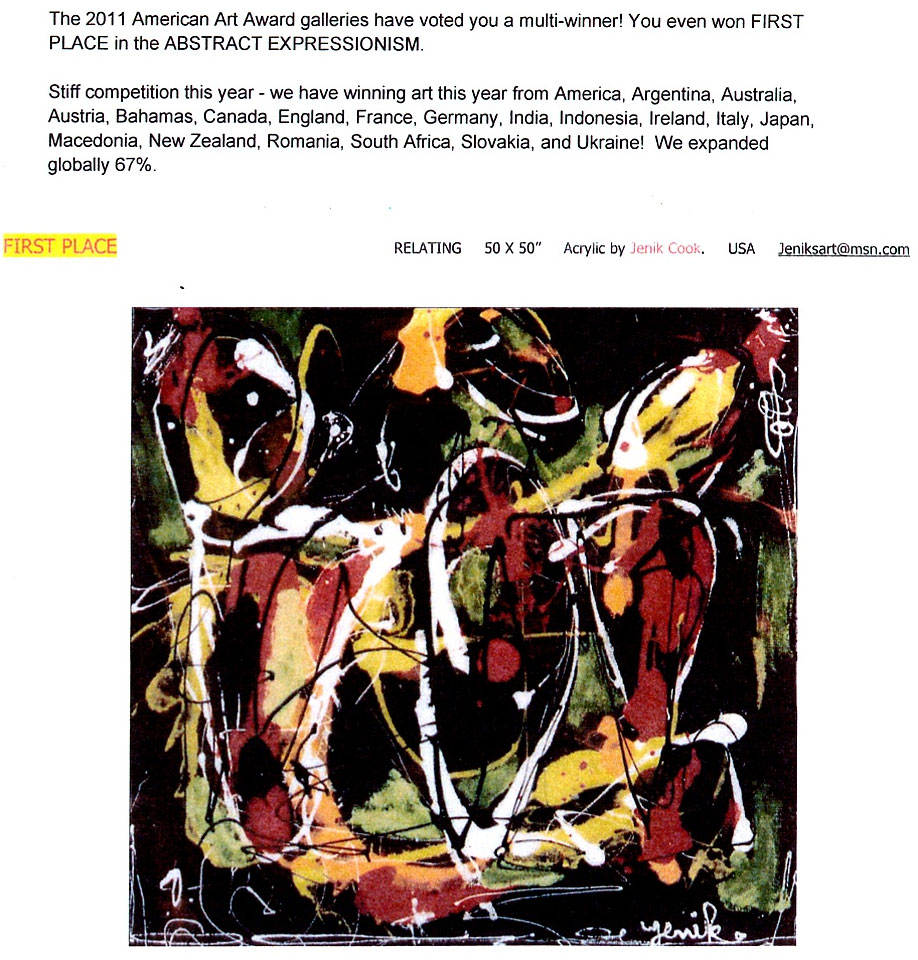 Congratulations to our Represented Artist - Jenik Cook