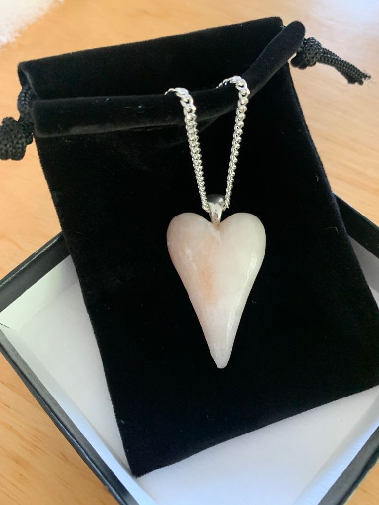 Valentines White Heart Pendant Big