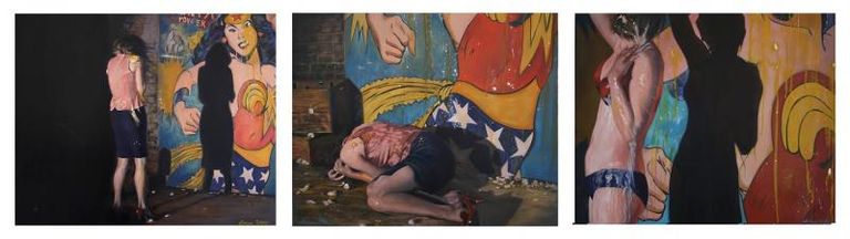 Confronting Won Woman Triptych