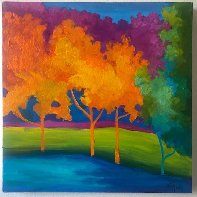 Autumn blaze orange trees