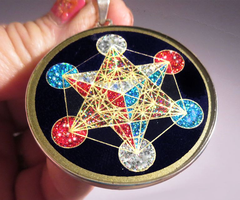 METATRON'S CUBE handmade pendant on LAPIS LAZULI Sacred Geometry