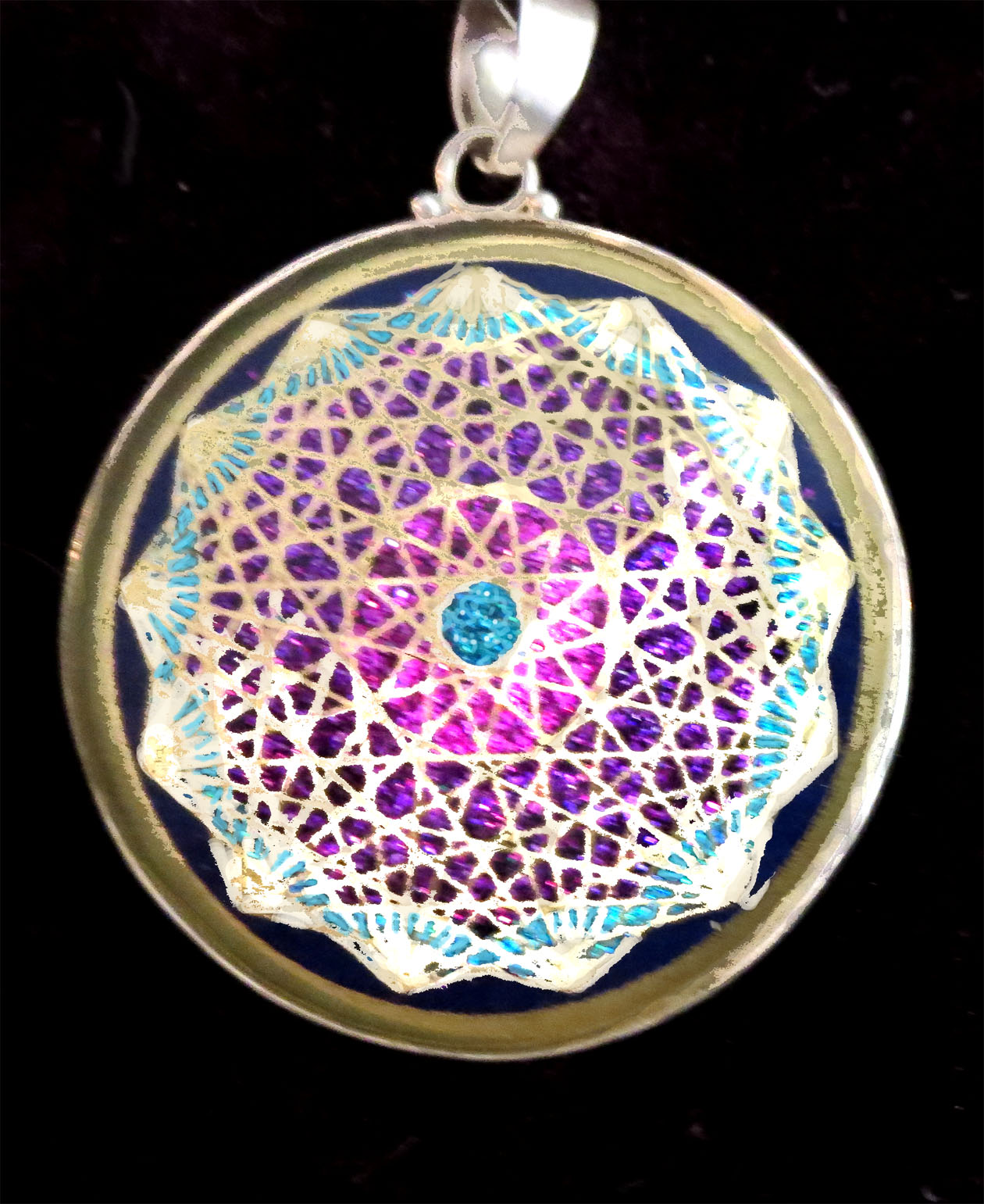 6th Dimension original pendant on Black Tourmaline encased in