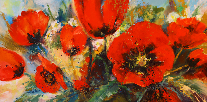 Red poppiesoil on canvas40x80