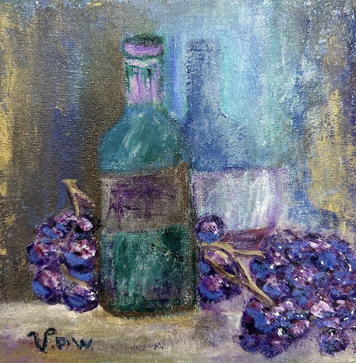 Grapes and Vine Bottle