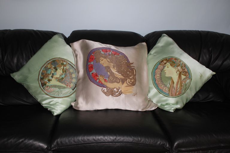 Pillowcases Art Nouveau Mucha's girls Retro Design
