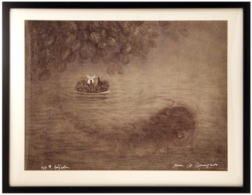 Hedgehog in a River with Fish